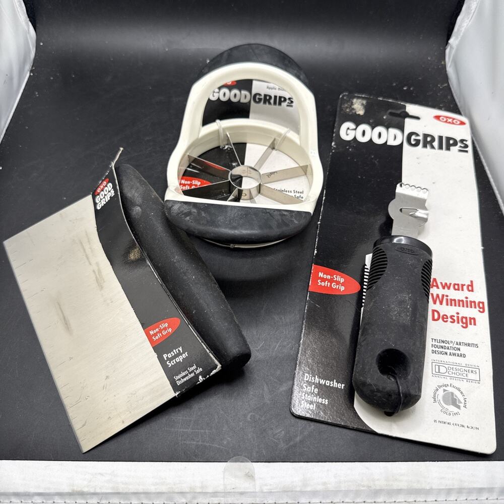 Vintage OXO Good Grips Kitchen Gadget Lot Apple Slicer Pastry Scraper NOS Tool